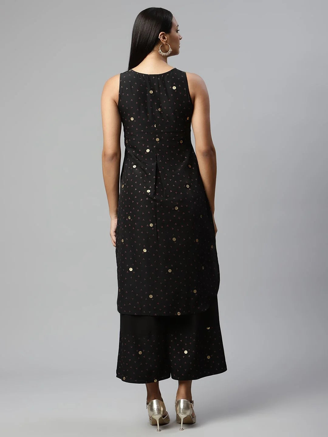 Black Printed Kurta Palazzo Set | Women's Palazzo Pants Set