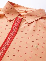 Peach Crepe Printed Tunic-AHTUCRPG-8081