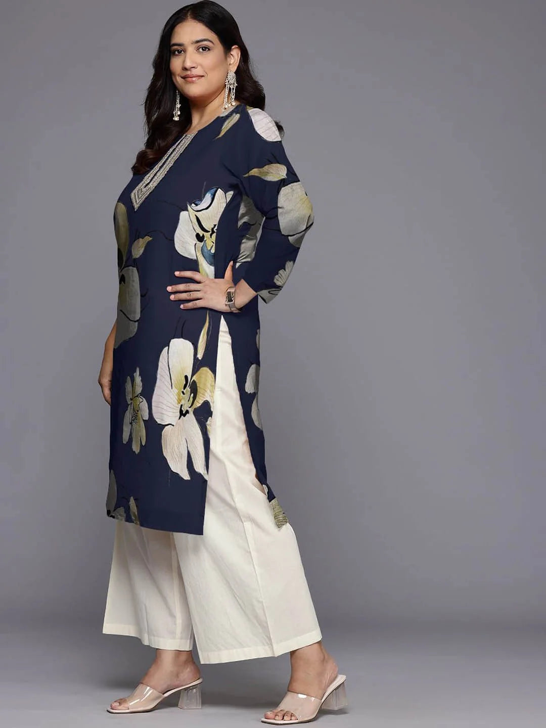 Sequinned Floral Georgette Kurta | Indian Kurta for Women