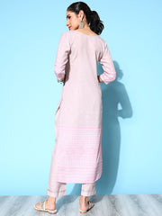 Lavender Pure Cotton Blend Printed Kurta Pant Set-AHKUPN-COMBO-487-FF