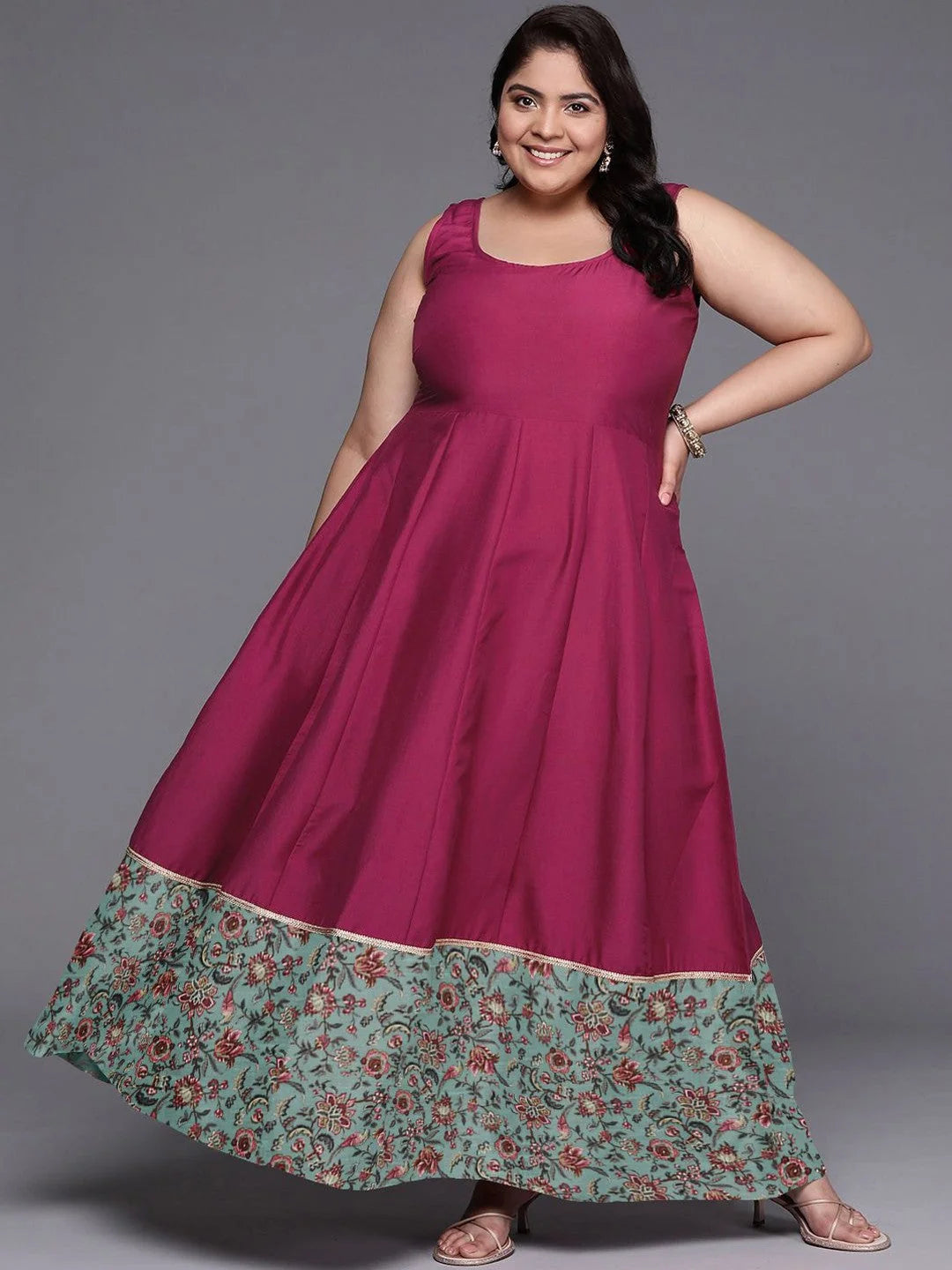 Plus Size Empire Maxi Ethnic Dress | Indian Dresses Online