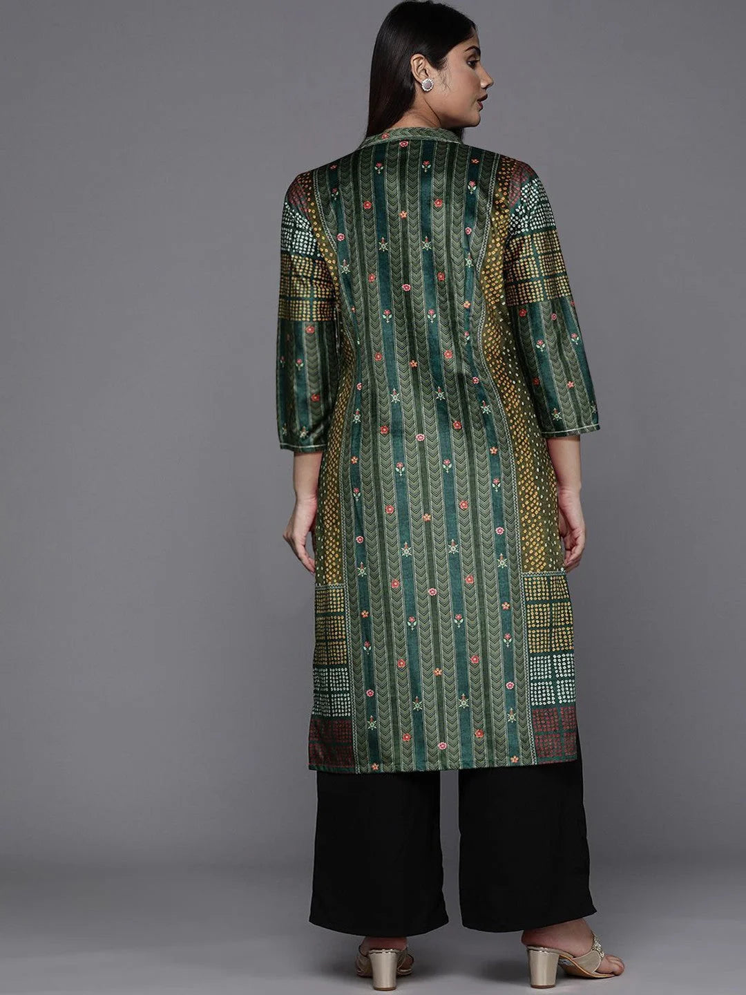 Striped Velvet Kurta | Indian Kurtas for Women