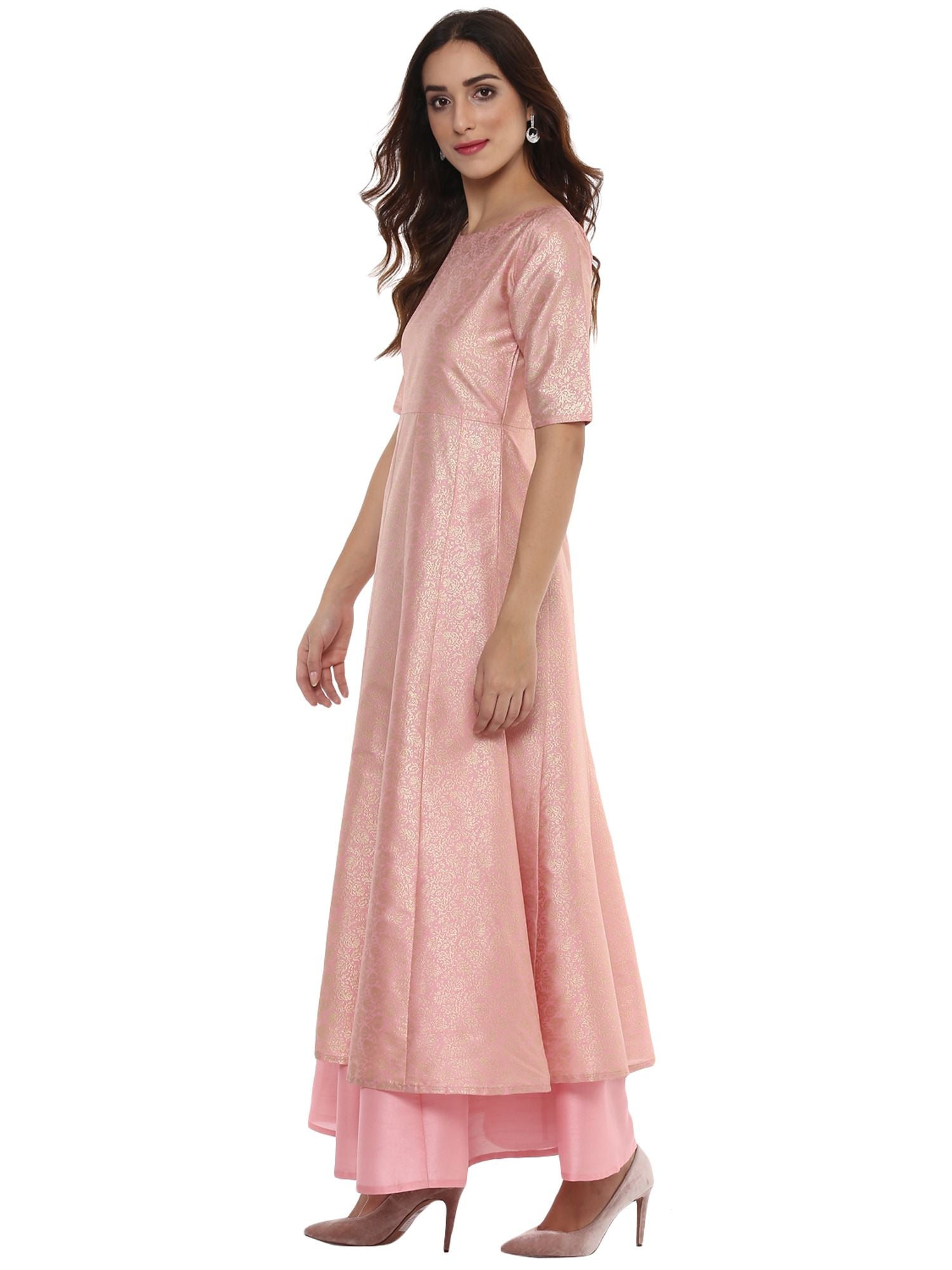 Gold Print Indian Kurta for Women | Poly Silk Kurtas