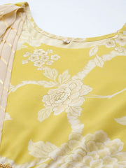 Yellow Digital Printed Draped Dress-AHDRCRDP-888