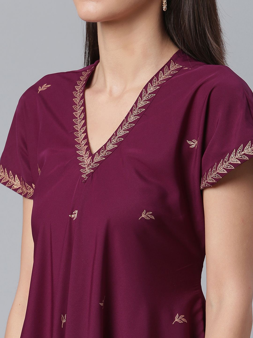 Glitter Burgundy Kurta Palazzo Set | Women's Printed Style
