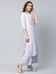 Powder Blue & Gold Printed Kurta Palazzo Set-AHKUPZ-COMBO-403
