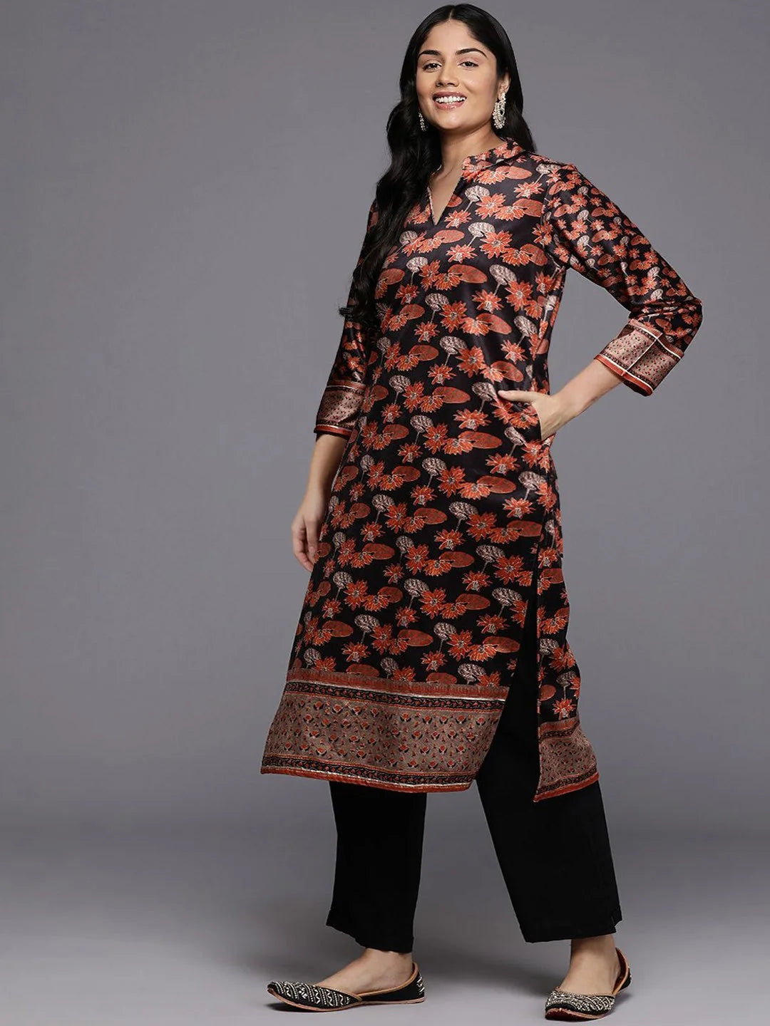 Floral Velvet Kurta for Women | Stylish Indian Kurtas