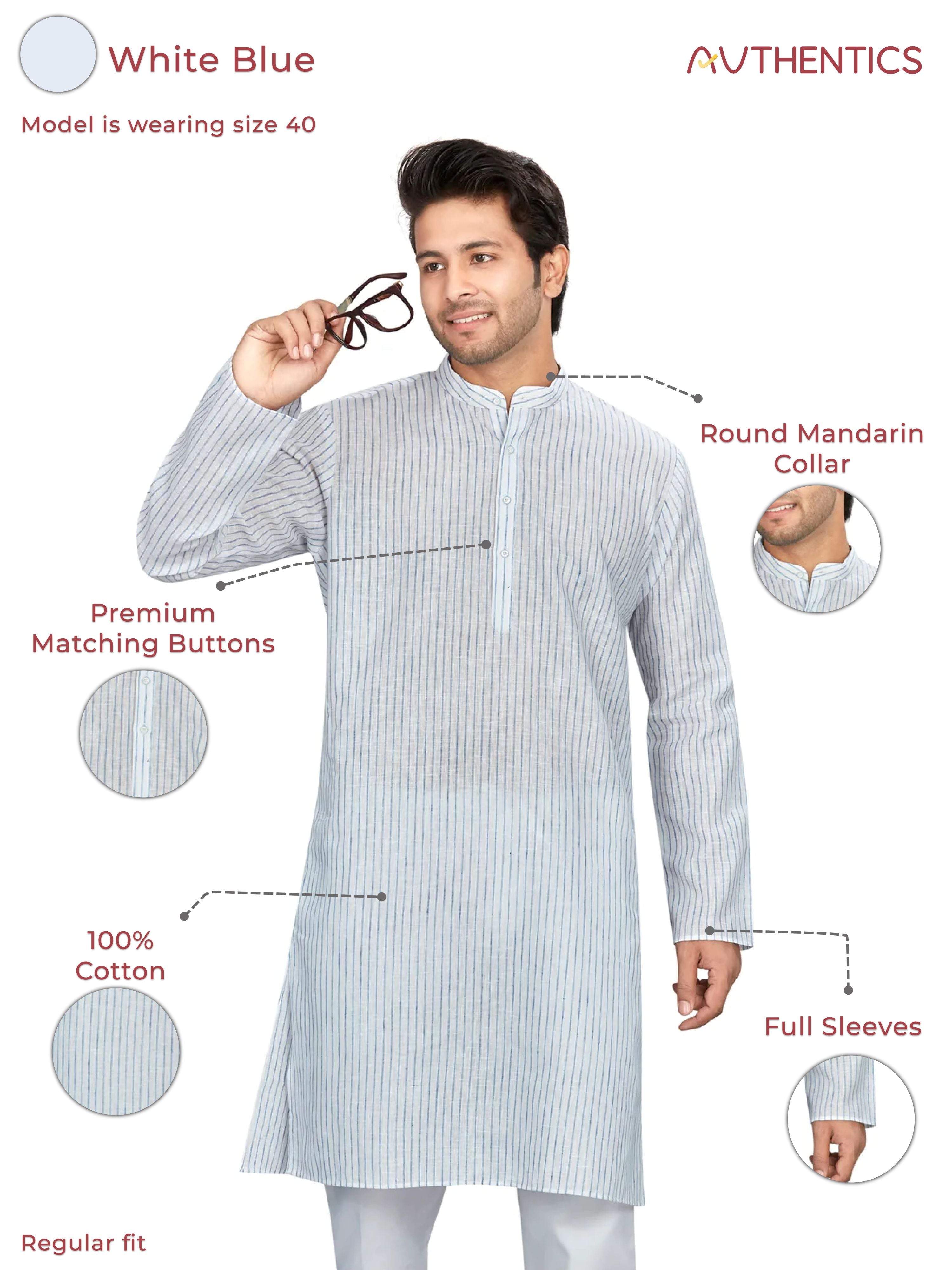 Cotton Kurta for Men - Multicolor | KPUCLIWB38 | DesiQlo