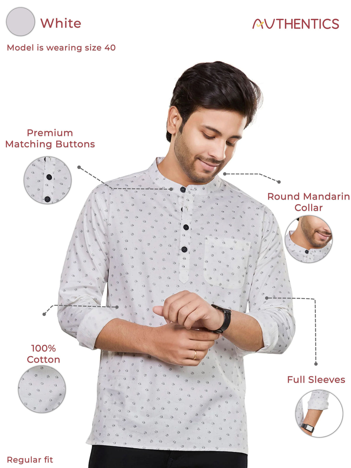 Cotton Short Kurta for Men - Multicolor | SKAVFLOWH3