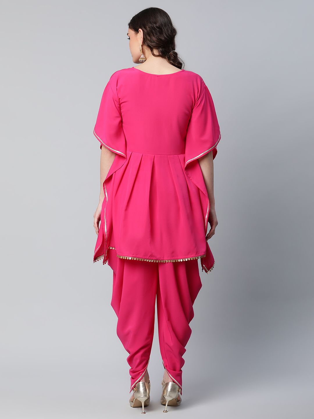Pink Glitter Printed Dhoti Kurta Set | Women's Dhoti Sets