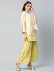Yellow Crepe Printed Top Palazzo Set-AHTPPZ-COMBO-457