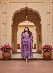 Cotton Blend Kurta Set for Women - Lilac | MLWSHKS9288LVR