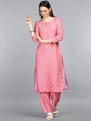 Polyester Printed Kurta Pant Set-PKSET1066