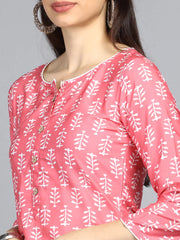 Polyester Printed Kurta Pant Set-PKSET1066