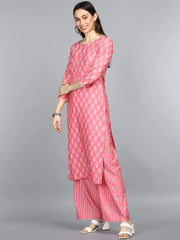 Polyester Printed Kurta Pant Set-PKSET1066
