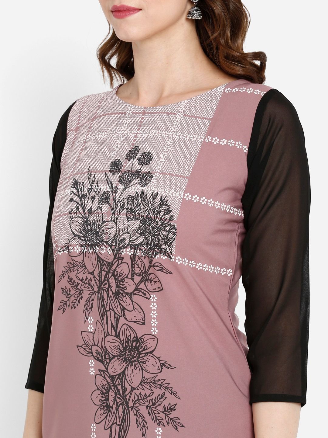 Mauve Printed Straight Indian Kurta for Ladies | Stylish Kurti