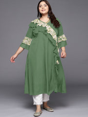 Women Polka Dot Printed Flared Sleeves A line Kurta-AP-AHKUCRFP-1129