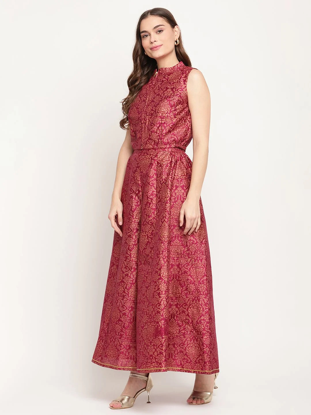 Burgundy Floral Top & Palazzo Set | Stylish Co Ord Sets Women