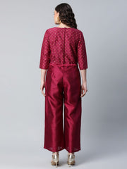 Burgundy Printed Jumpsuit-AHKUPSGP-898-FF