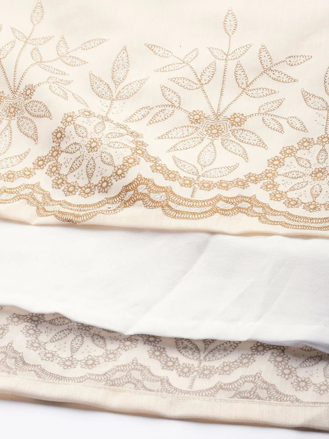 Cream Ethnic Print Tunic - Chanderi Indian Kurta for Women