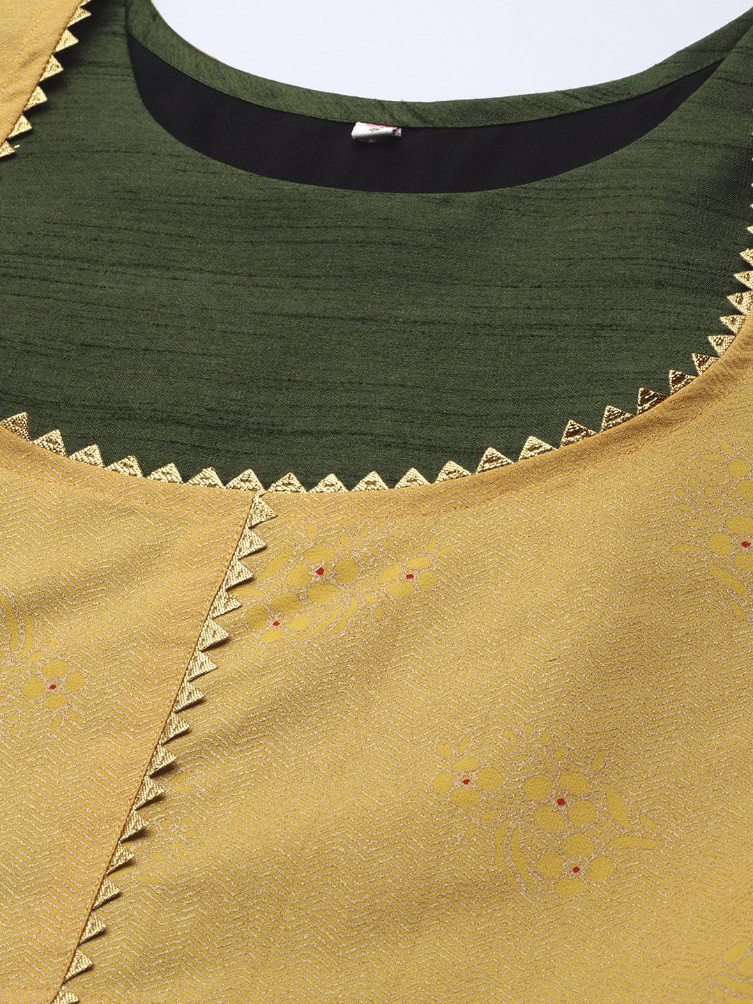 Olive Green Art Silk Dress with Jacket | Indian Dresses