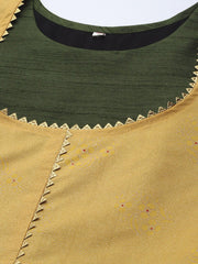 Olive Green Art Silk Solid Dress with Jacket-AHDRPSGP-935
