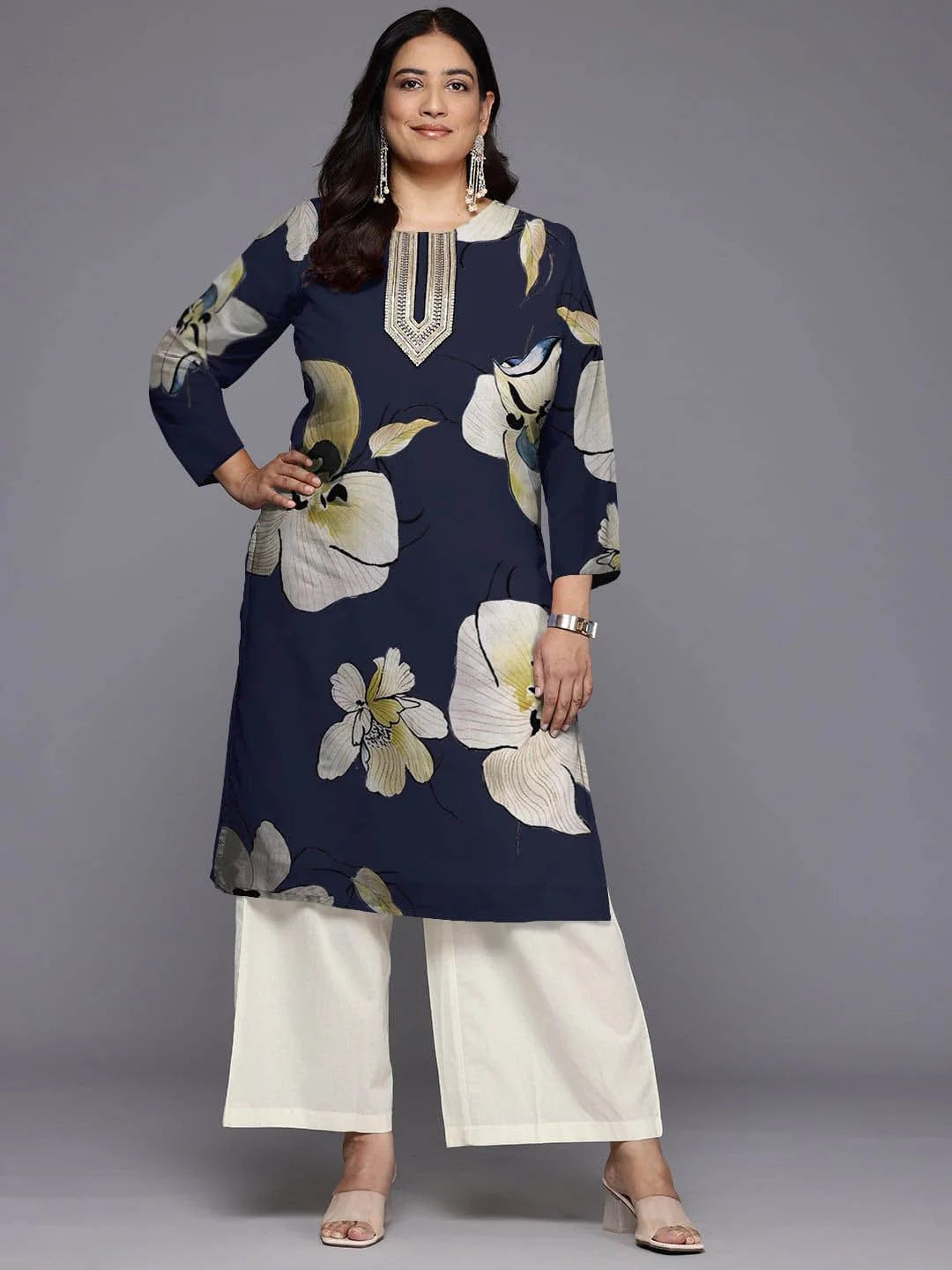 Sequinned Floral Georgette Kurta | Indian Kurta for Women