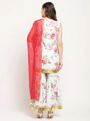 Women's Mint Green Crepe Digital Floral Print Sharara Set with Dupatta-AHKUDUSH-COMBO-396-FF