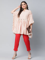 Off White Crepe Printed Kaftan Pant Set-AHKFPN-COMBO-439