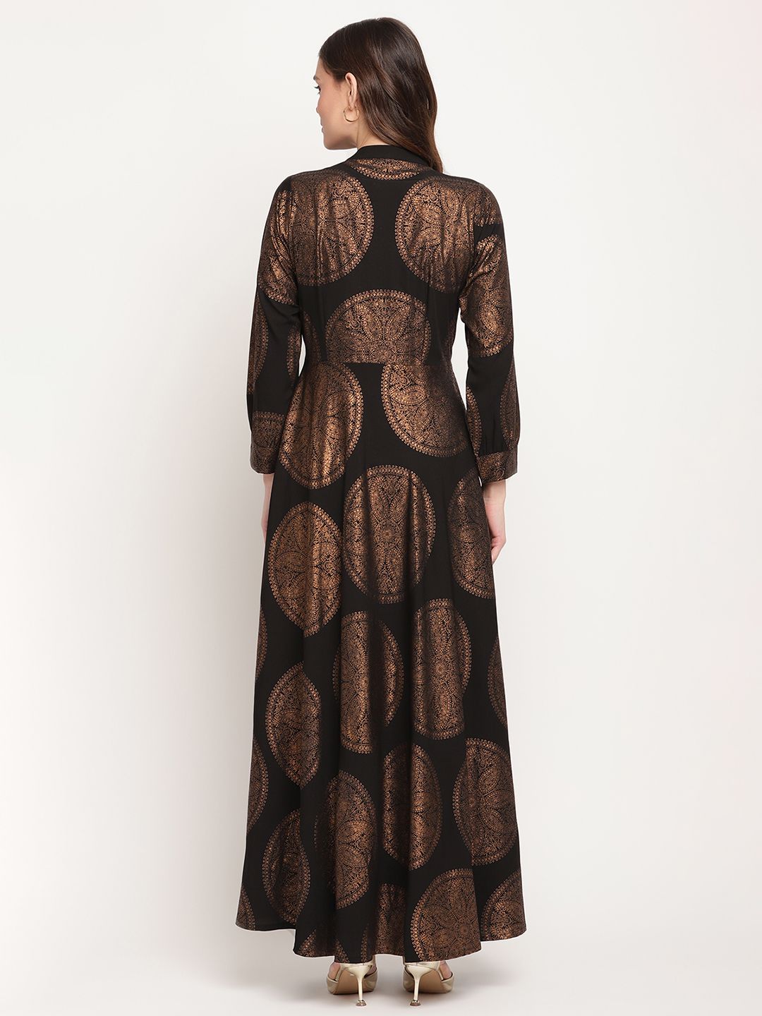 Black Copper Foil Print Dress | Women's Western Clothing Styles