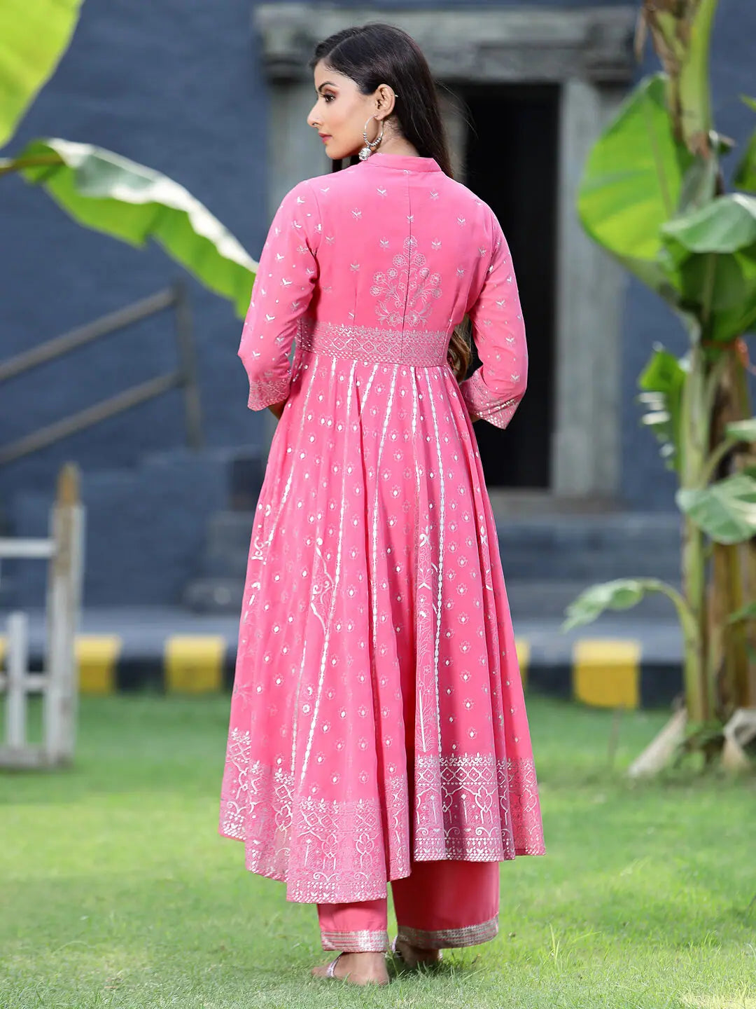 Coral Georgette Printed Anarkali Kurta Sets - Anarkali Suits