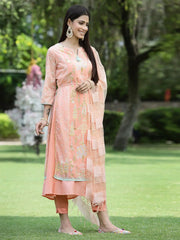 Women's Orange Georgette Printed Layered Kurta Sets