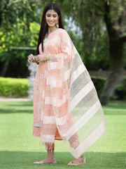 Women's Orange Georgette Printed Layered Kurta Sets