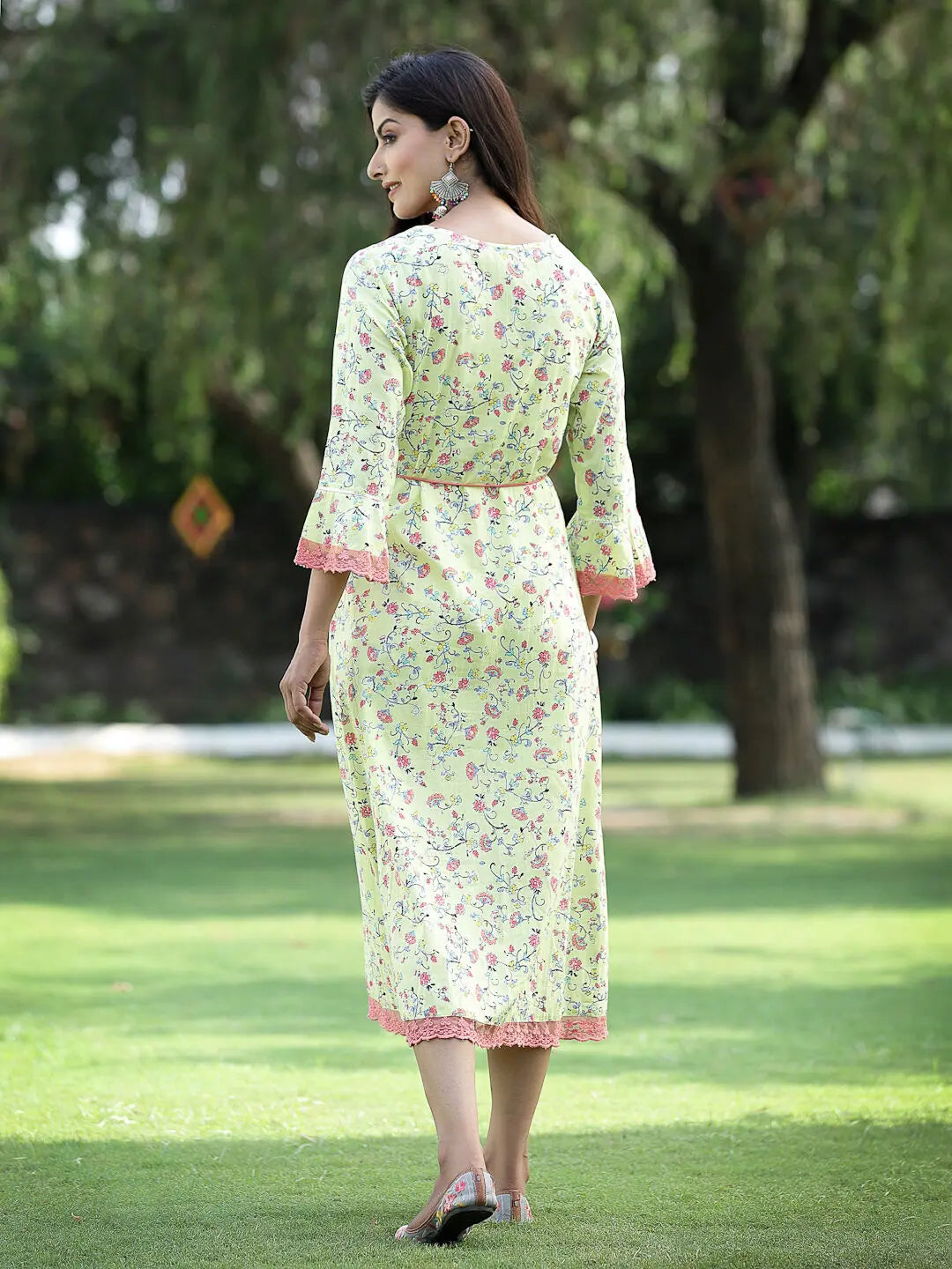 Limegreen Embroidered Jacket Kurta | Indian Kurta for Women