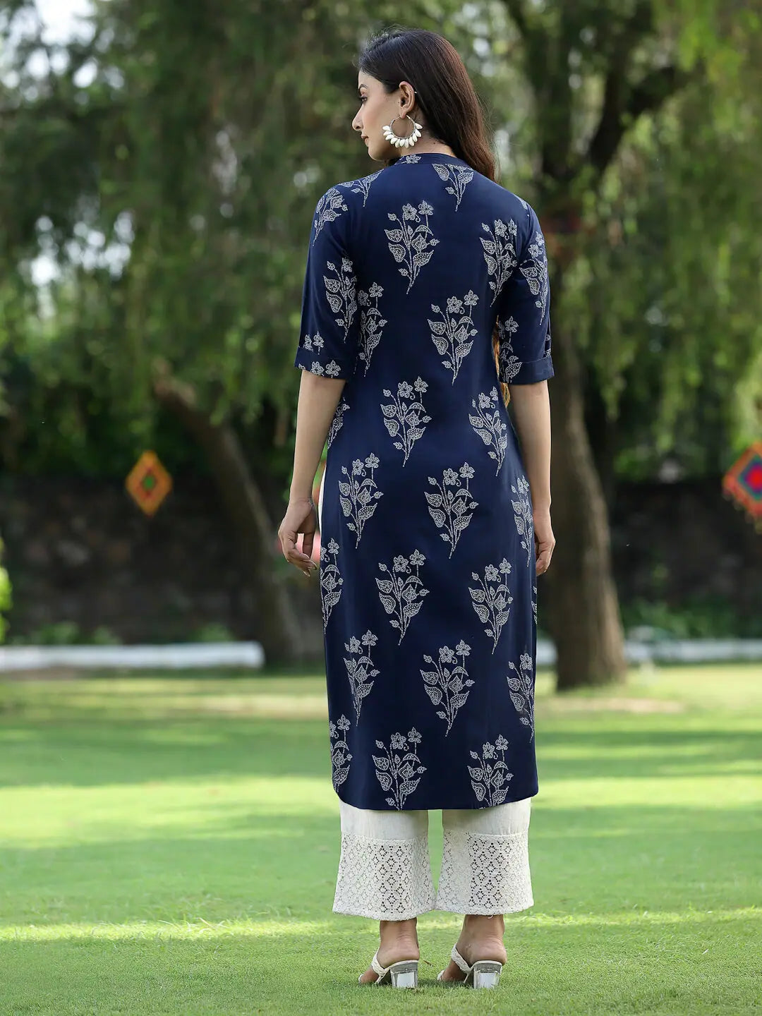 Indigo Bandhani Straight Kurta - Rayon Indian Kurta for Women