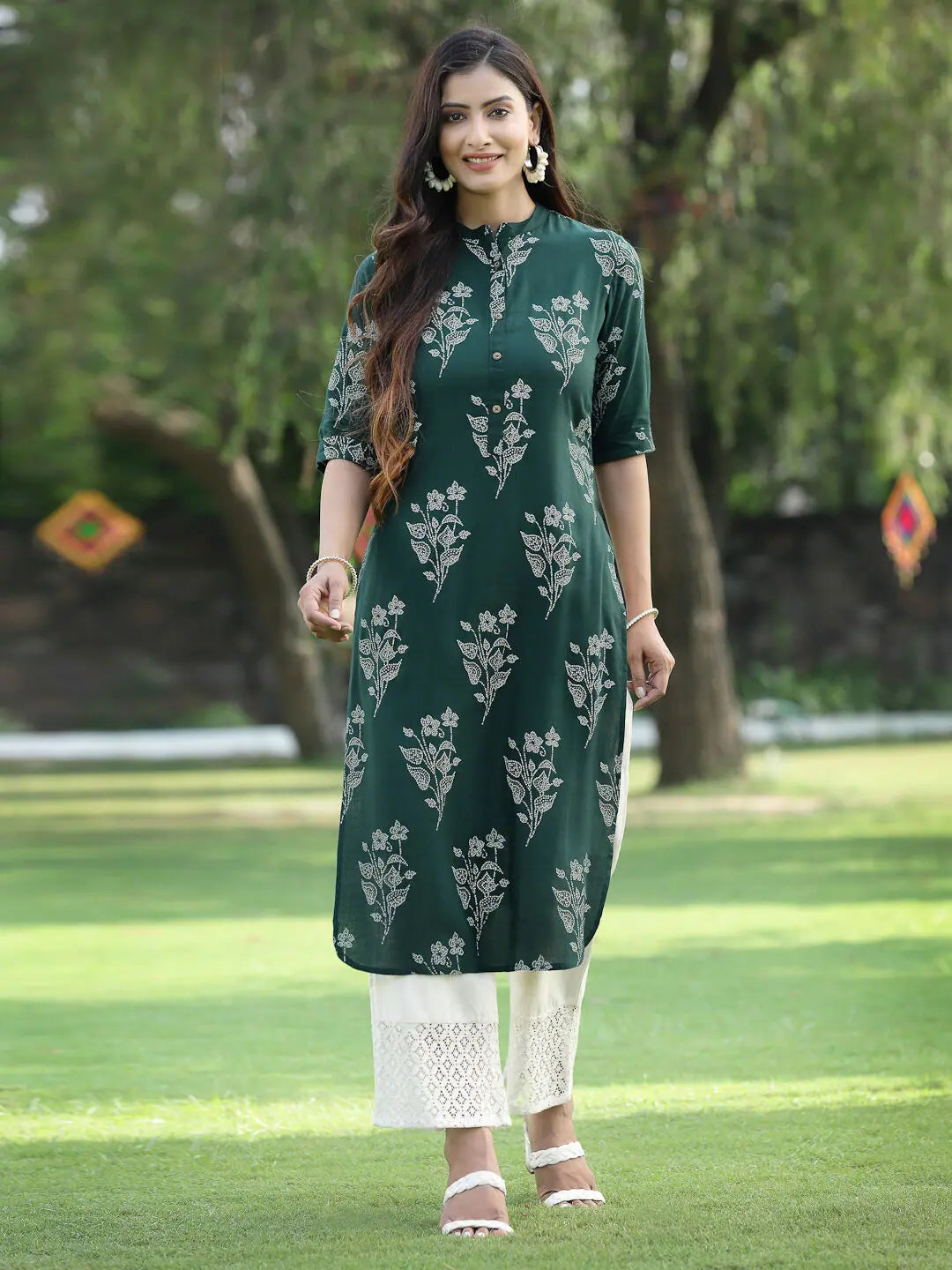 Jadegreen Bandhani Kurta - Rayon Indian Kurtis for Women
