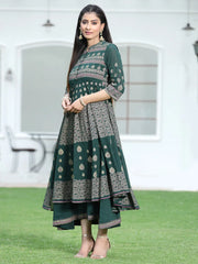 Women's Jadegreen Georgette Printed Layered Dress