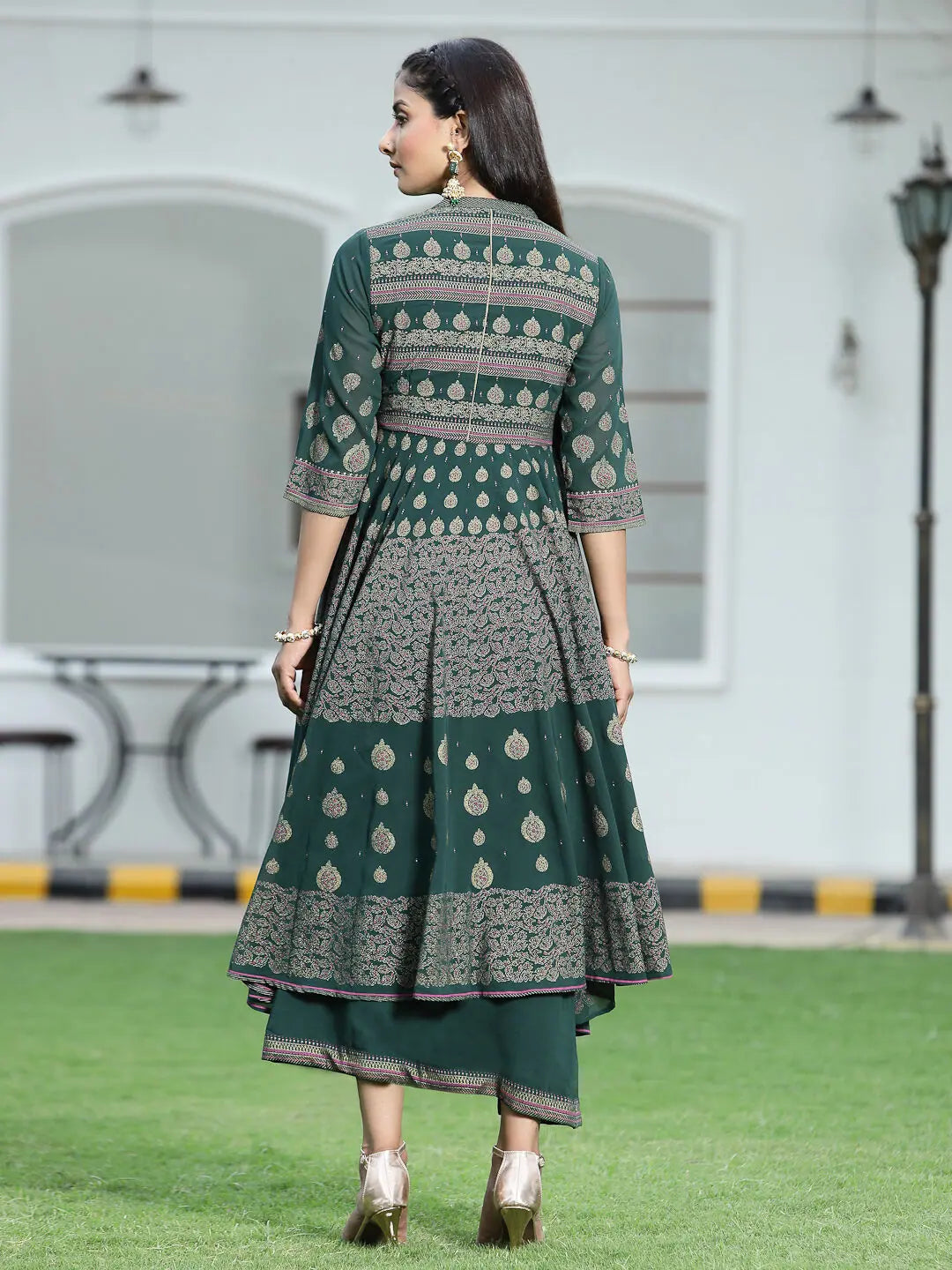 Jadegreen Georgette Dress - Shop Indian Cotton Dresses!