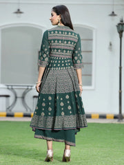 Women's Jadegreen Georgette Printed Layered Dress