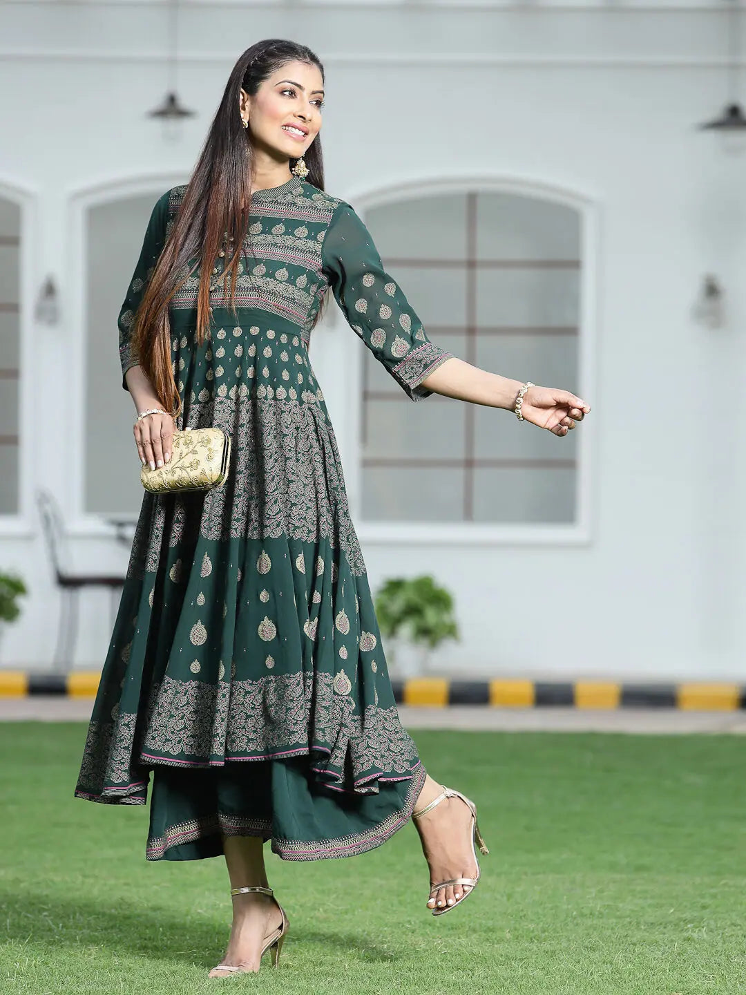 Jadegreen Georgette Dress - Shop Indian Cotton Dresses!