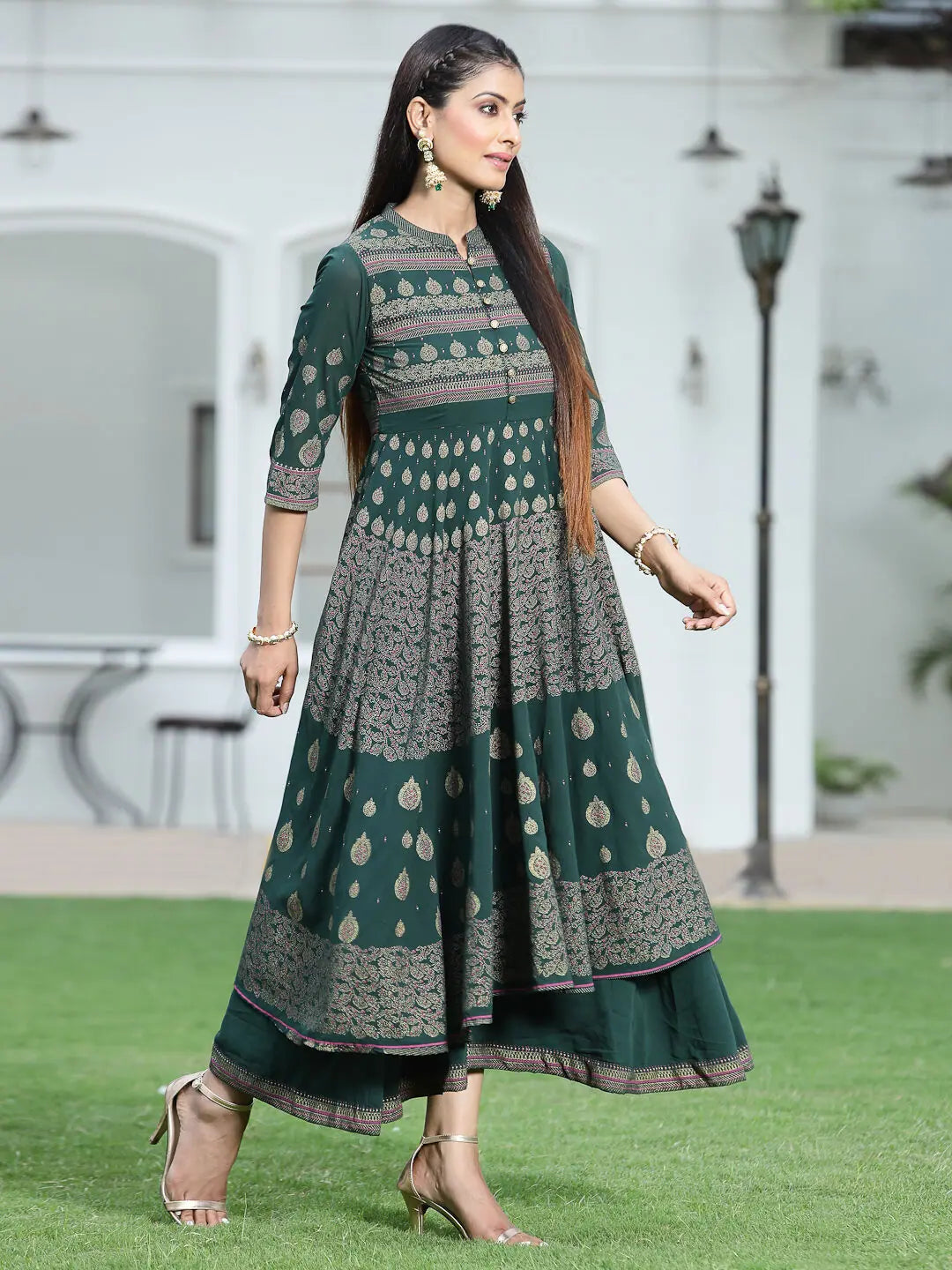 Jadegreen Georgette Dress - Shop Indian Cotton Dresses!
