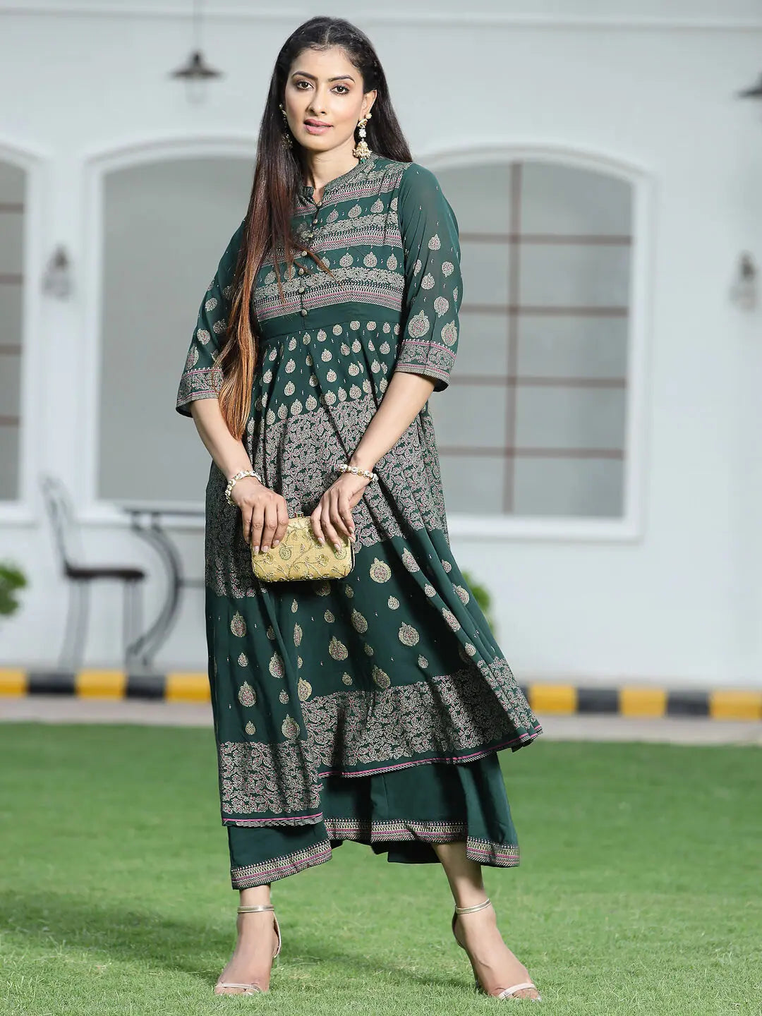 Jadegreen Georgette Dress - Shop Indian Cotton Dresses!