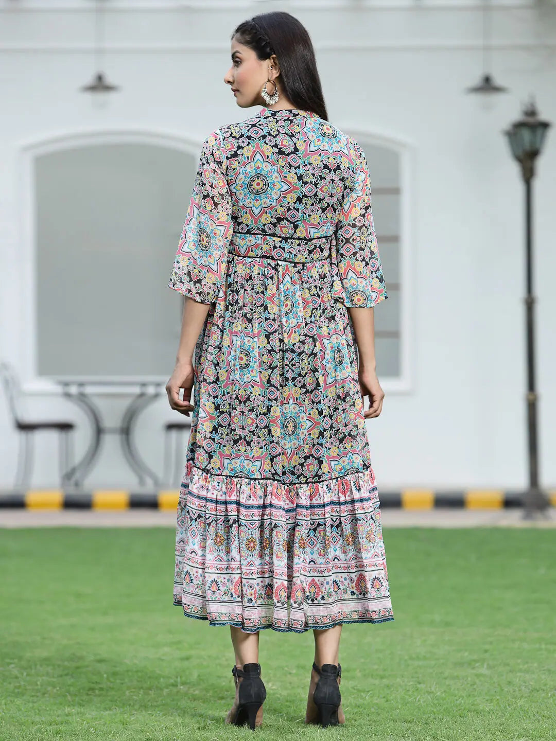 Black Chiffon Printed Dress - Shop Indian Dresses Online!