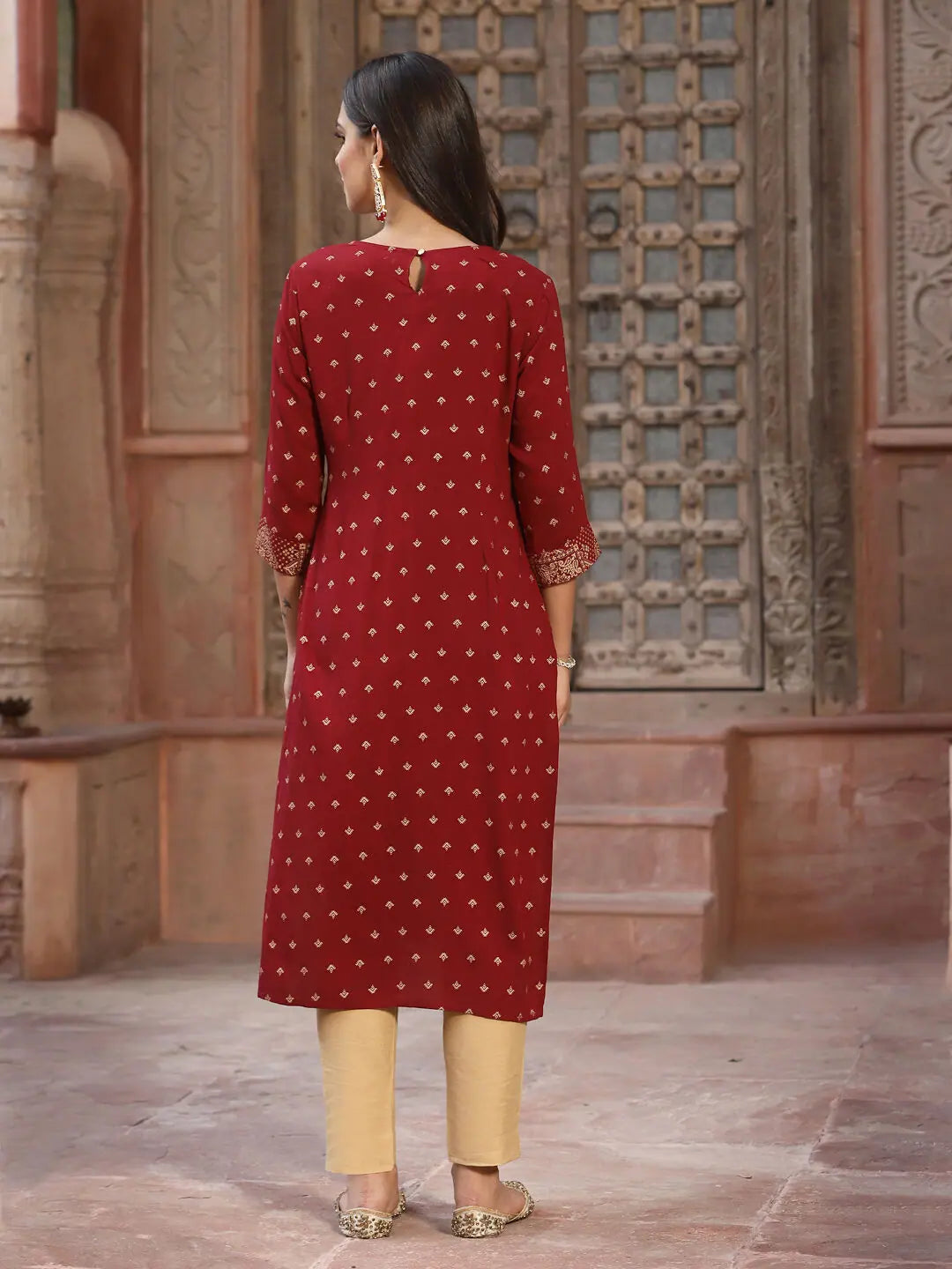 Maroon Printed Rayon Kurta | Ladies Indian Kurta Fashion