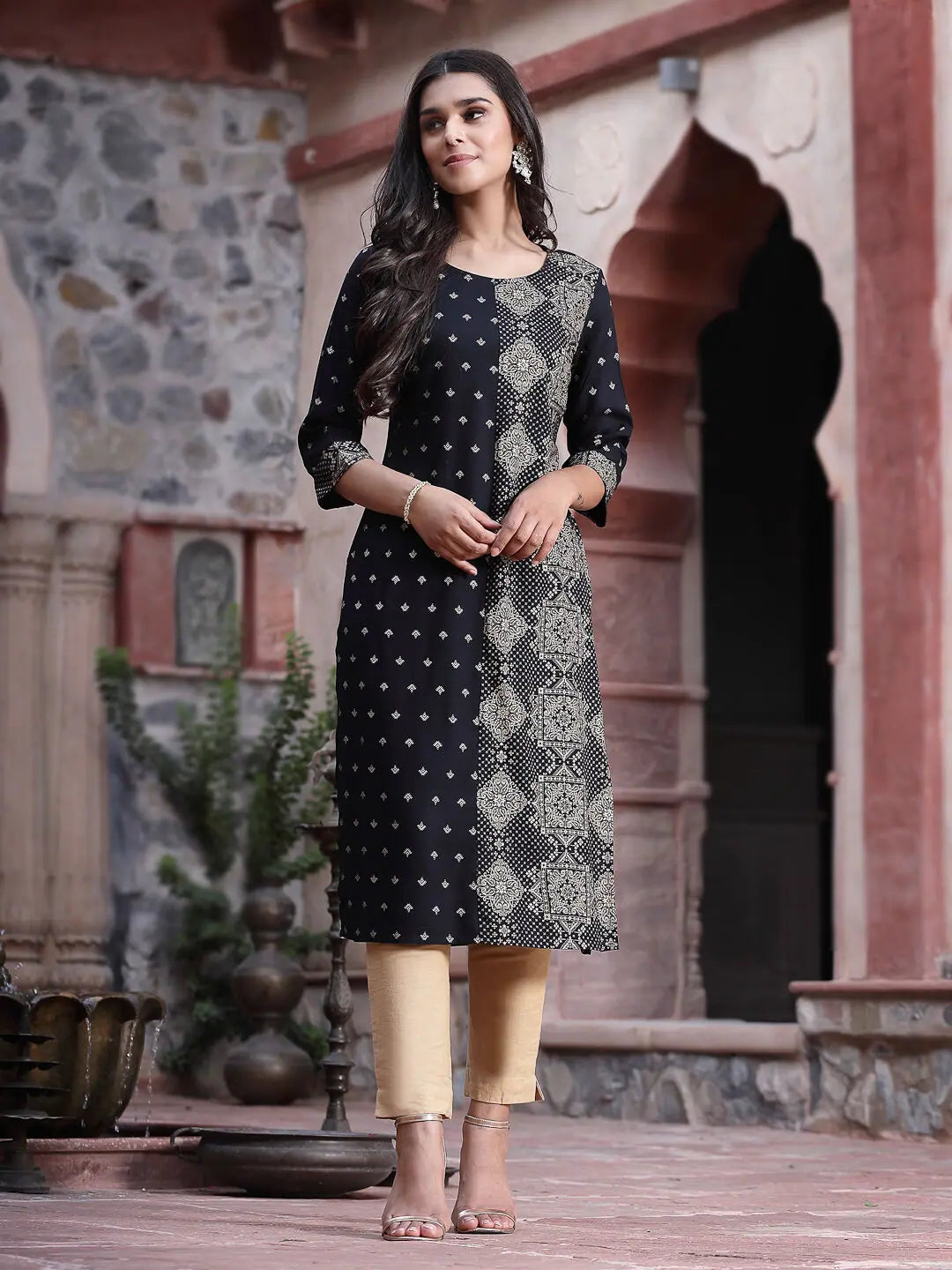 Black Printed Kurta | Stylish Indian Kurta for Women Online