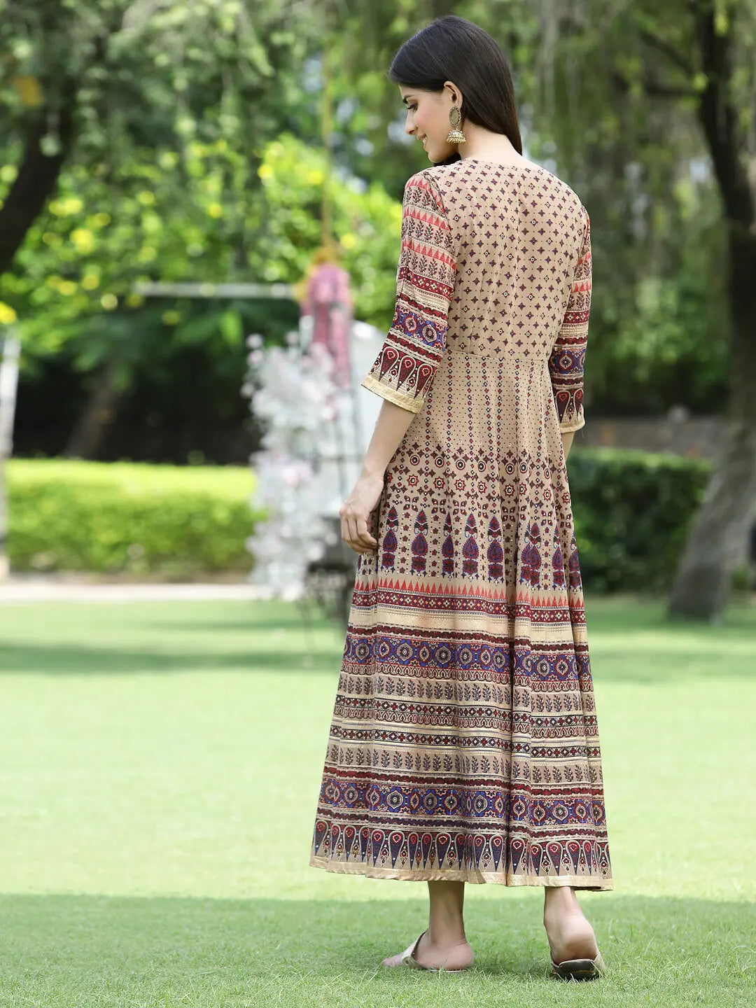 Brown Floral Anarkali Kurta - Printed Anarkali Kurti for Women