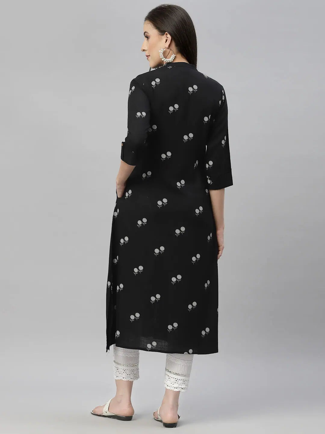 Black Printed A-Line Kurta | Festive Indian Kurtis for Women