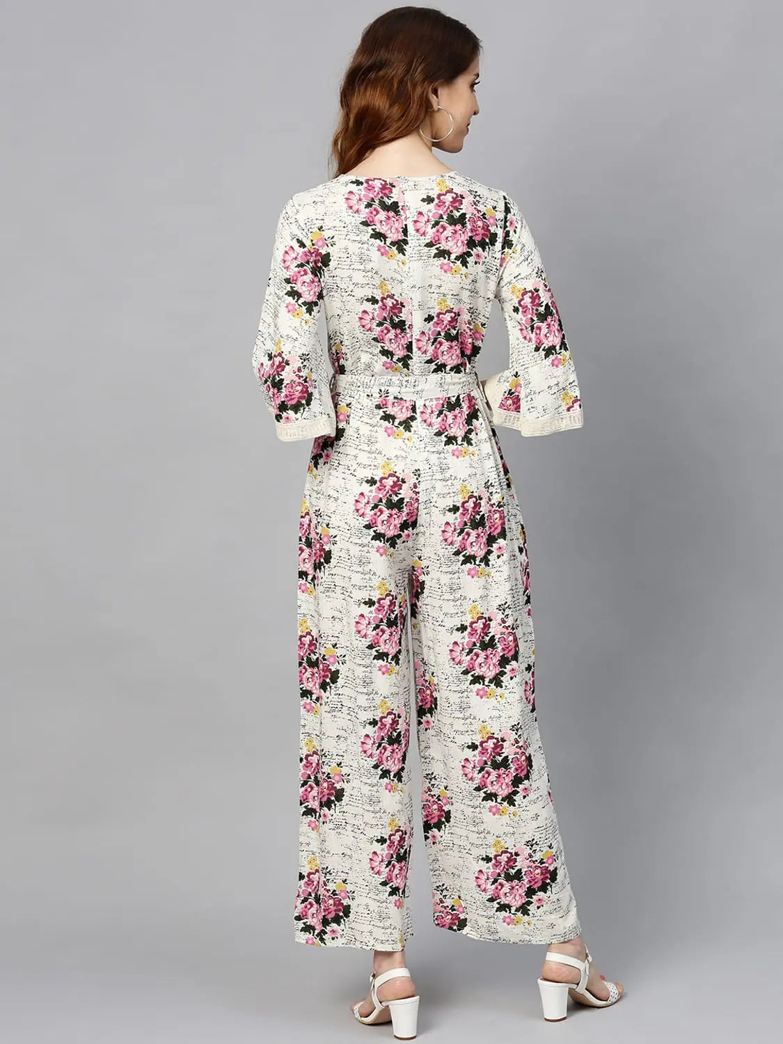 Offwhite Floral Jumpsuit: Trendy Women's One-Piece Outfit