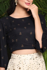 Ivory Net Embellished Flared Lehenga Choli