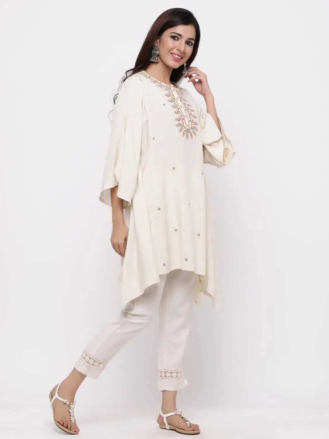 Embroidered Rayon Tunic Top - Indian Kurtis for Women